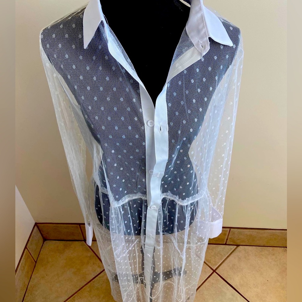Maxi Mesh Button Up Dress